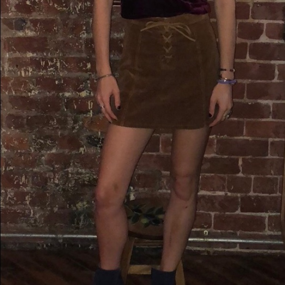 Brown corduroy lace up skirt!!